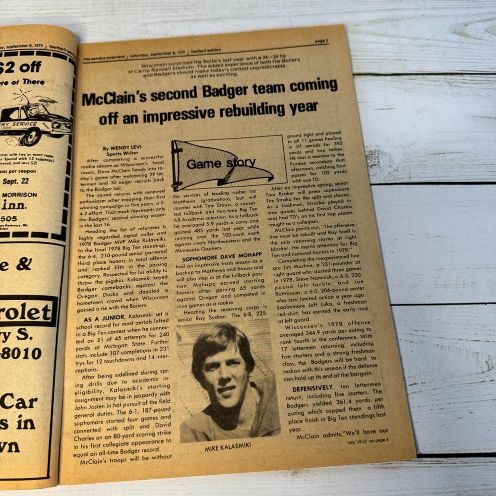 Vintage 1979 Purdue Football Programs  Wisconsin & Roses Are Black Covers - Picture 9 of 10